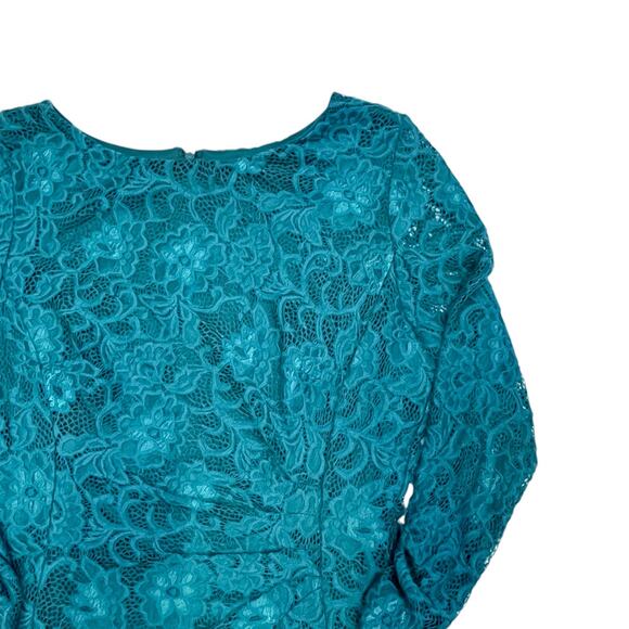 Tahari Arthur S. Levine Emerald Green Lace Sheath Dress Size 2 - Picture 5 of 8